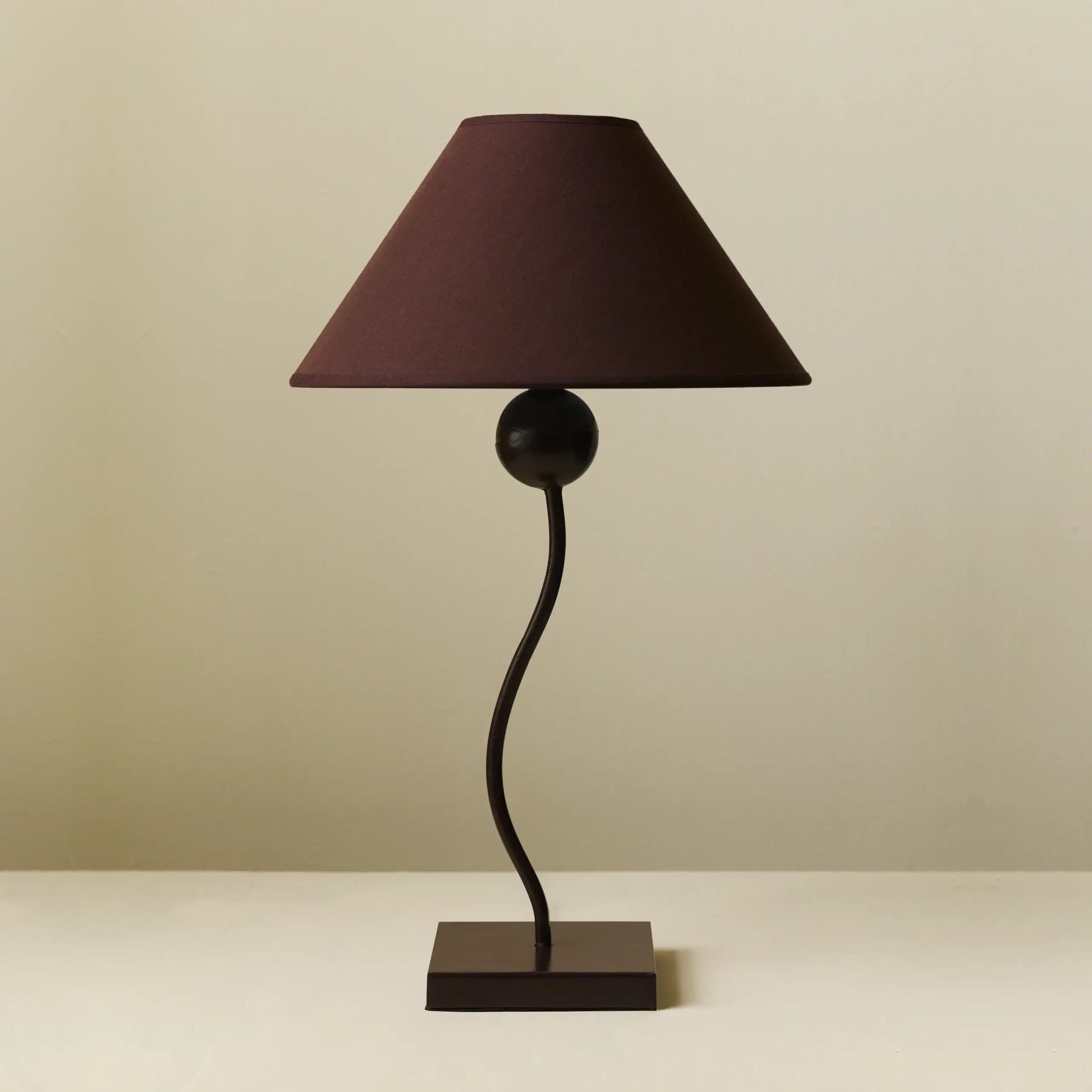 Memphis Brown/Burgundy Post-Modern Table Lamp Squiggles