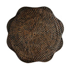 Round Scallop Rattan Placemat (Dark Brown) Straw Charger