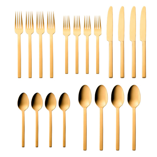 Atlas Mirrored Gold Flatware Set, 20 Piece -Service For 4