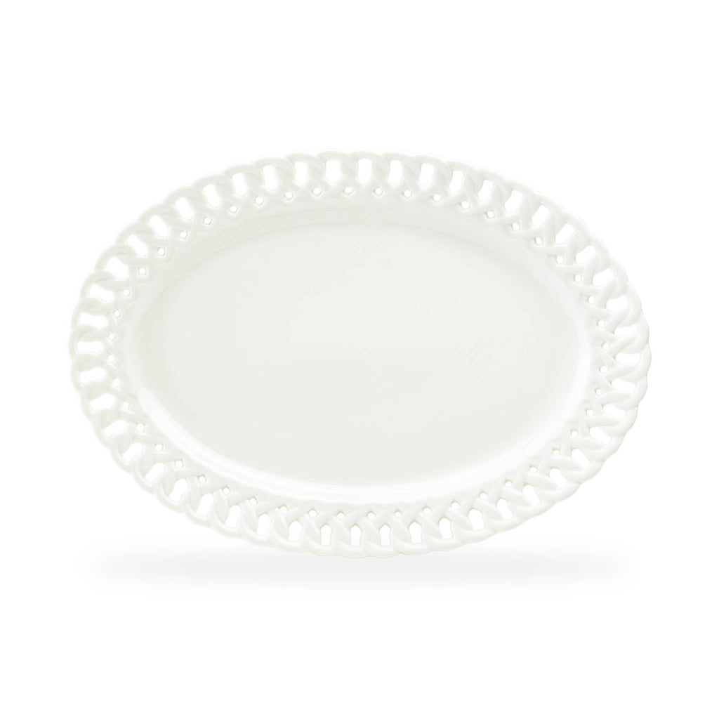 14.25" White Heirloom Fine Porcelain Oval Serving Platter