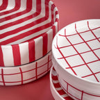 Bowl Stripes - Sunset Red and White