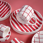 Teller Stripes Large Plate - Tramonto Red
