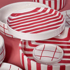 Teller Stripes Large Plate - Tramonto Red