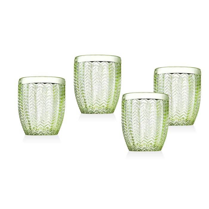 Double Old Fashioned Glass -Twill Green  Set of Four