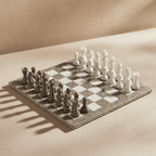 Marble Chess Set with Storage Case - Oceanic and White