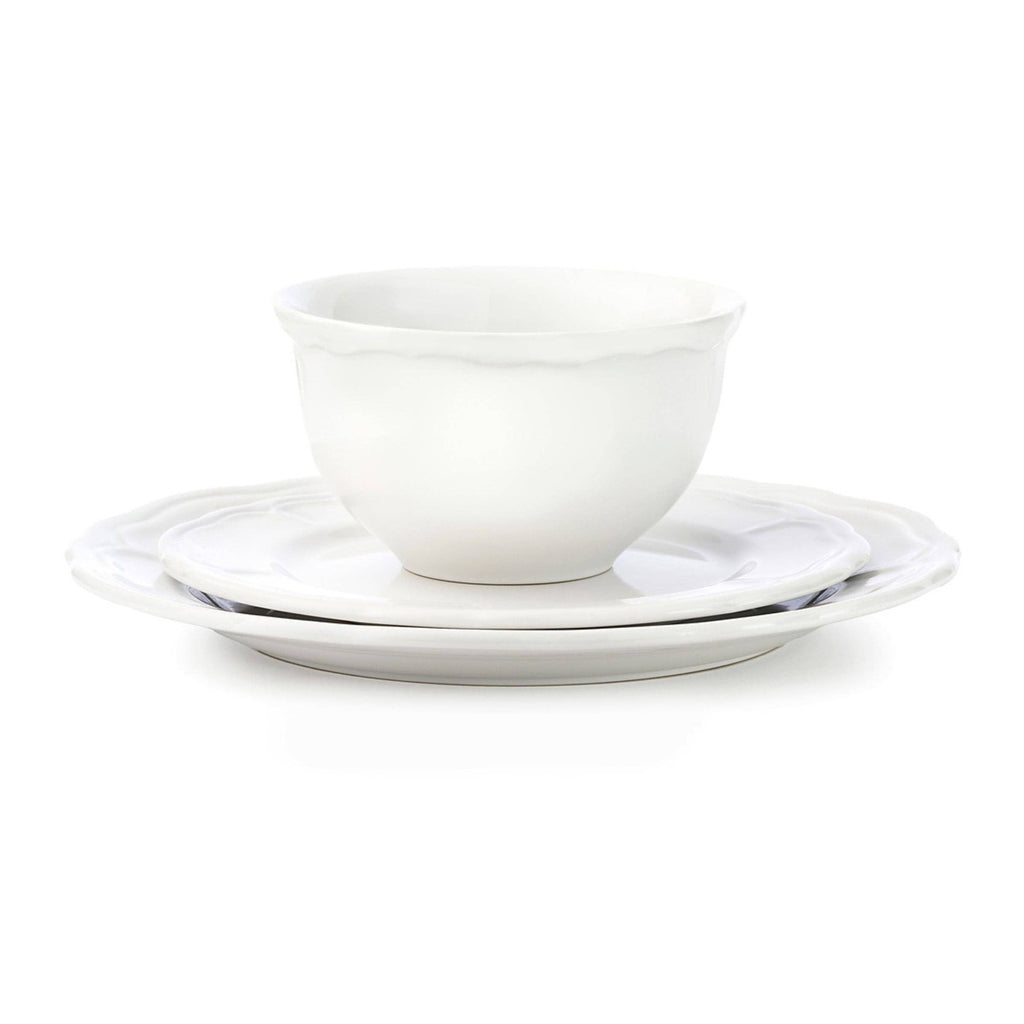 Madison White Stoneware 12 Piece Dinnerware Set featuring bowl and plates, elegant dinnerware set for stylish dining.