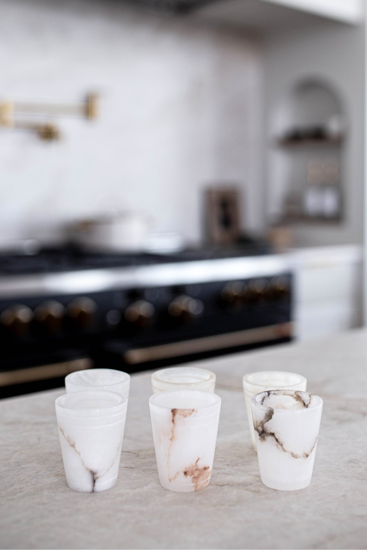 White Alabaster Shot Glasses Set