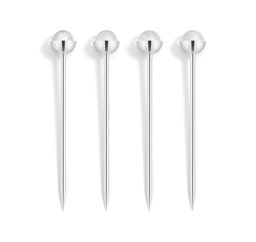 Hospitality Cocktail Picks, Silver & Crystal, Set of 4