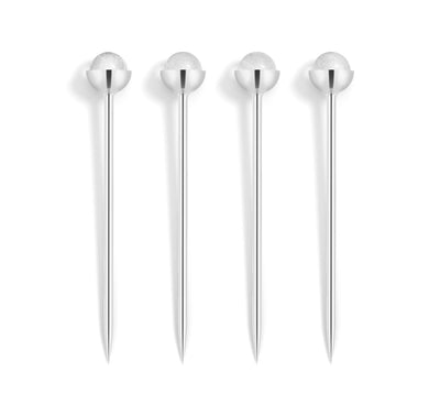 Hospitality Cocktail Picks, Silver & Crystal, Set of 4
