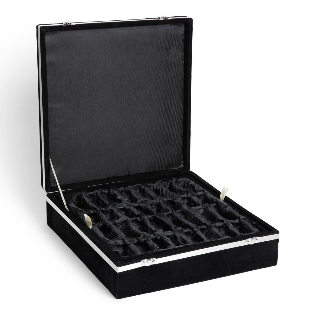 Marble Chess Set with Storage Case - Black and White