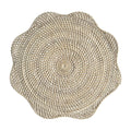 Round Scallop Rattan Placemat (Whitewash) Wicker Charger