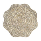 Round Scallop Rattan Placemat (Whitewash) Wicker Charger