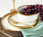 Hillcrest Dinnerware Set of 12 Piece Gold Rim, Service For 4