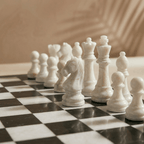 Marble Chess Set with Storage Case - Black and White