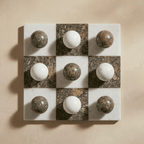 Italian Marble Tic Tac Toe Set (Brown and White)