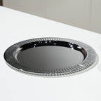 Striations Serving Tray Round, Silver
