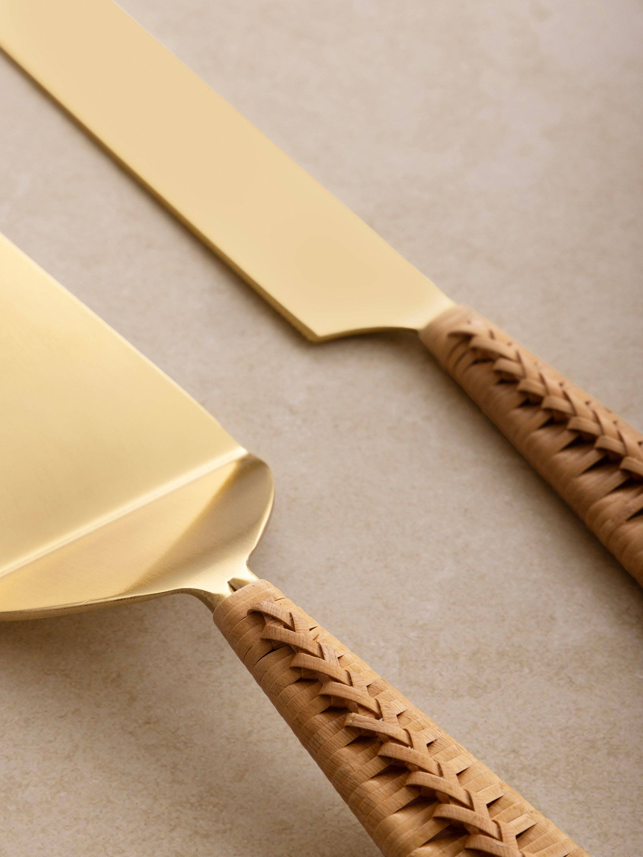 Helsinki Rattan Cake Servers Set