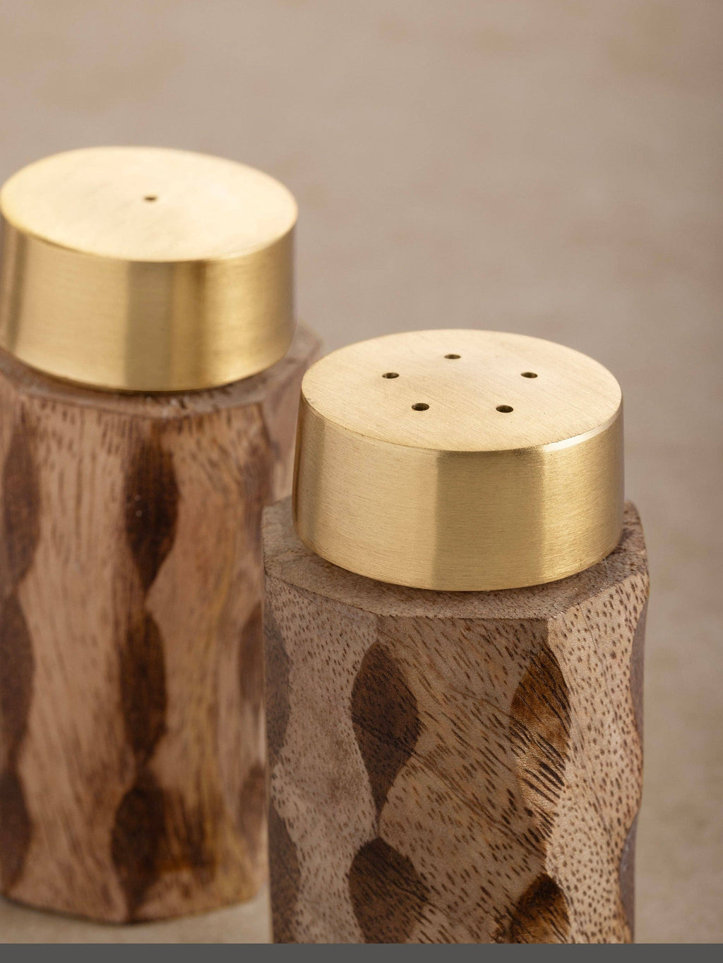 Macello Carved Wood Salt & Pepper Shakers Set