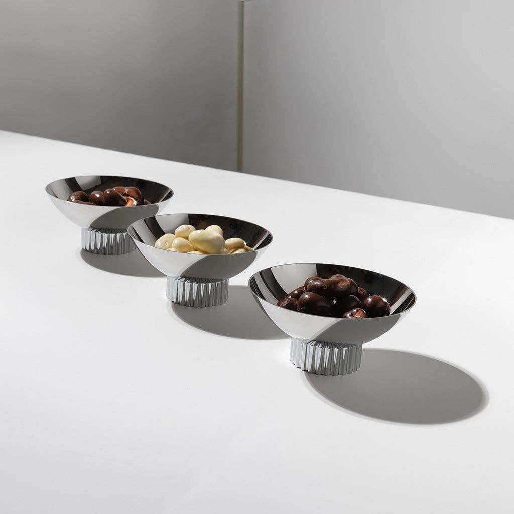 Striations Trio Bowl Set, Silver