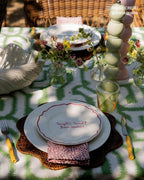 Round Scallop Rattan Placemat (Dark Brown) Straw Charger