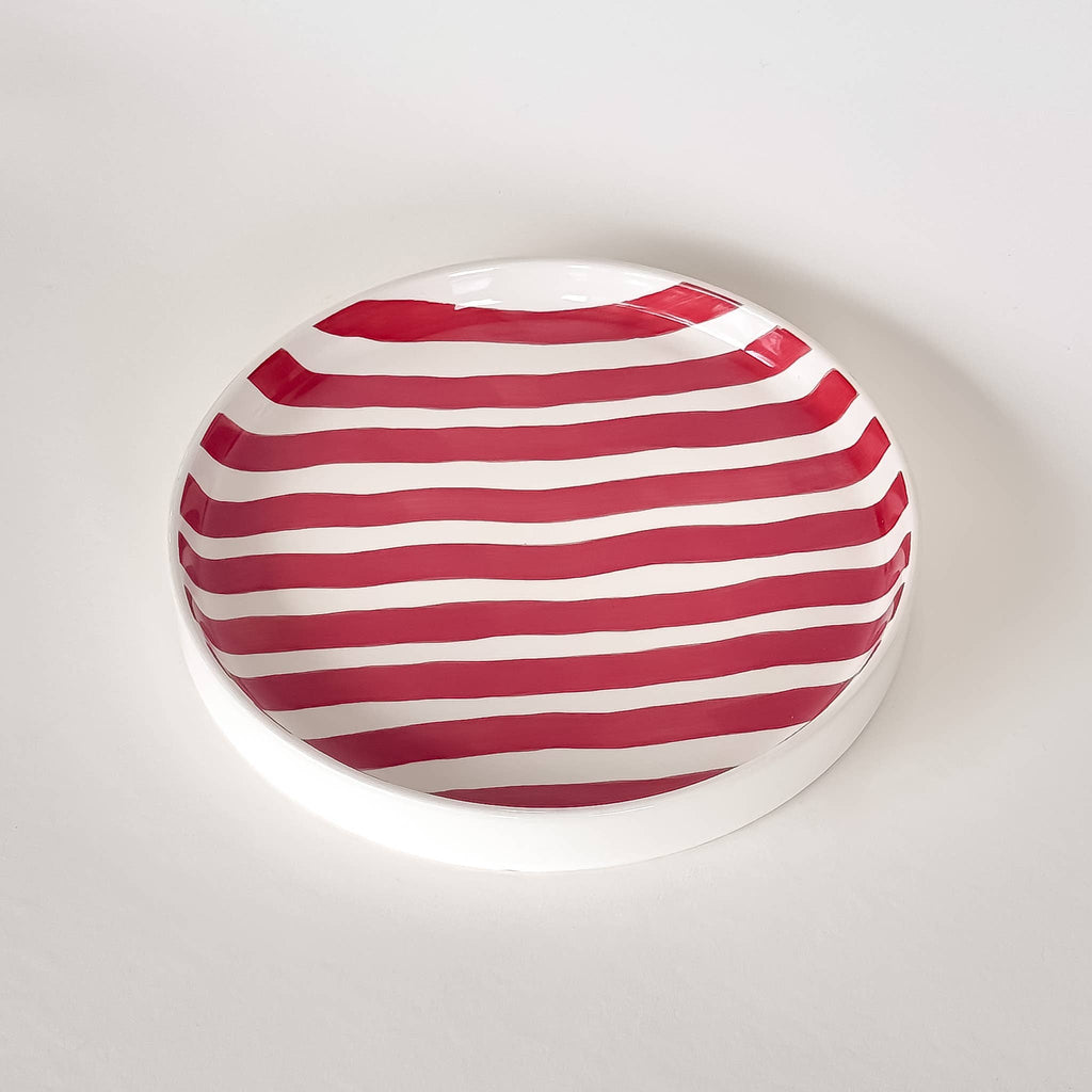Teller Stripes Large Plate - Tramonto Red