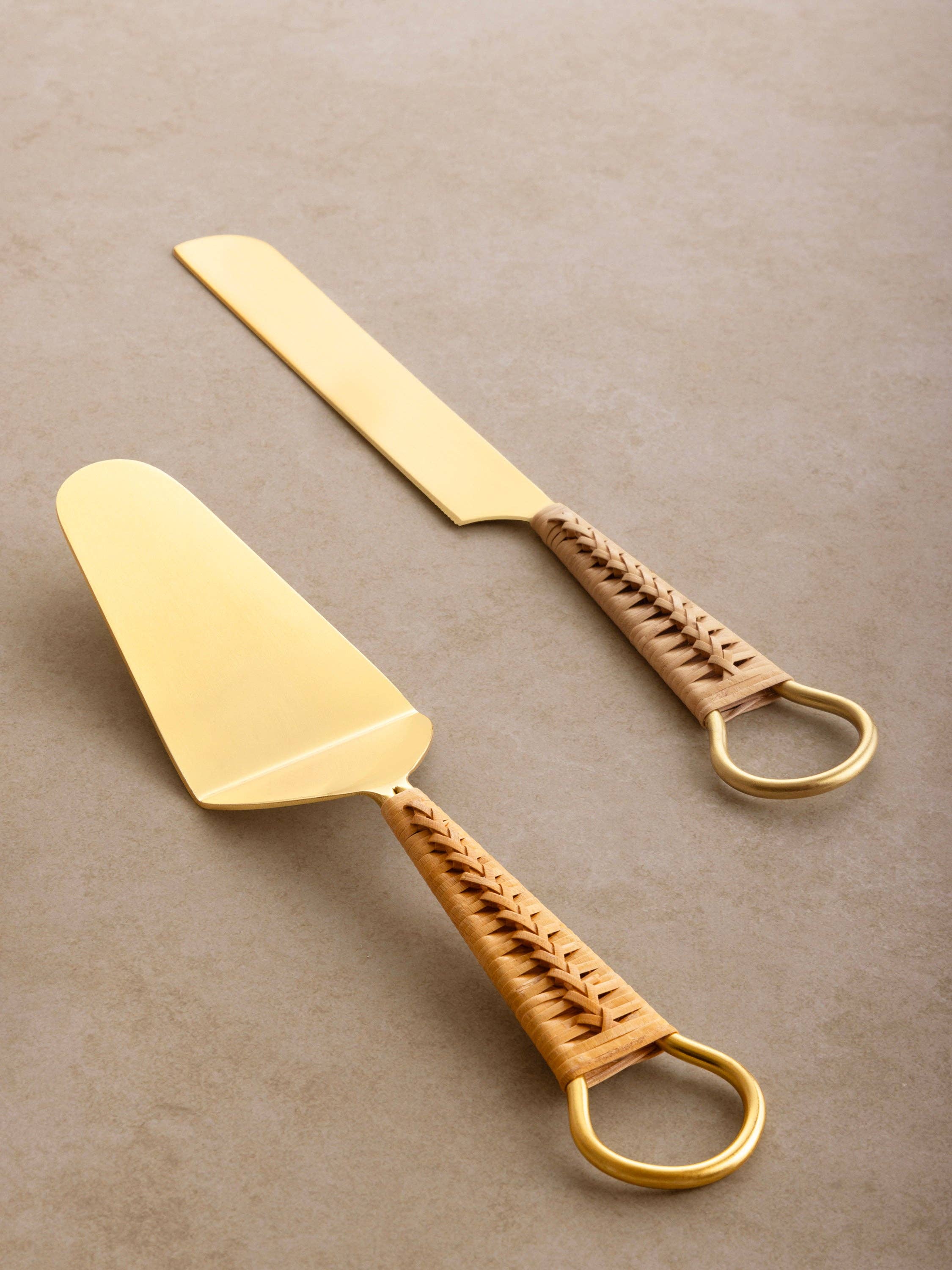 Helsinki Rattan Cake Servers Set