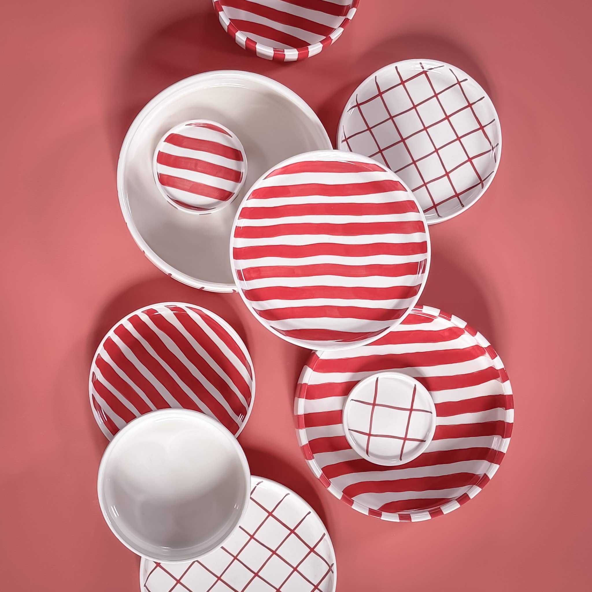 Teller Stripes Large Plate - Tramonto Red