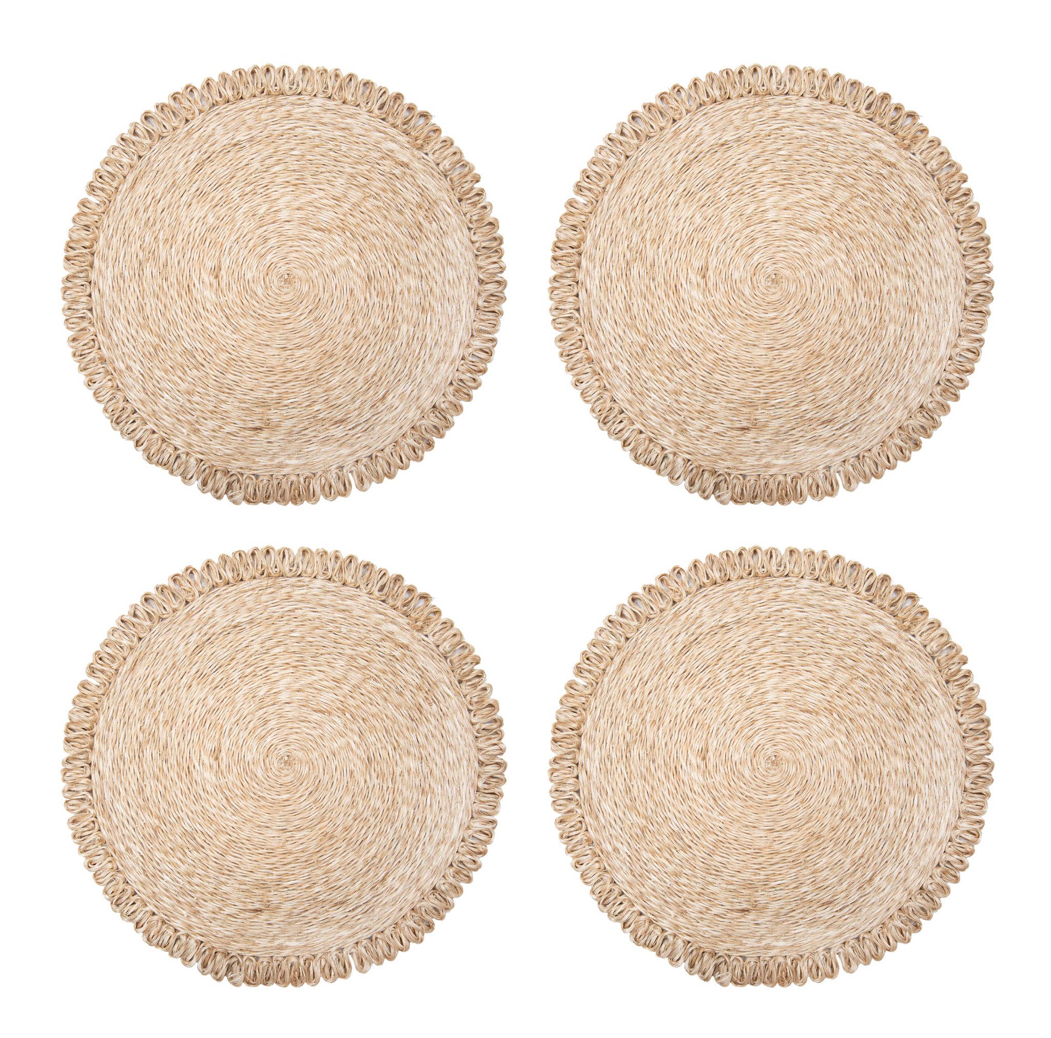 Loopy Abaca Natural 15" Round - Set of 4