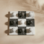 Italian Marble Tic Tac Toe Set (Black and White)