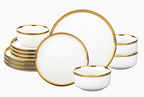 Hillcrest Dinnerware Set of 12 Piece Gold Rim, Service For 4