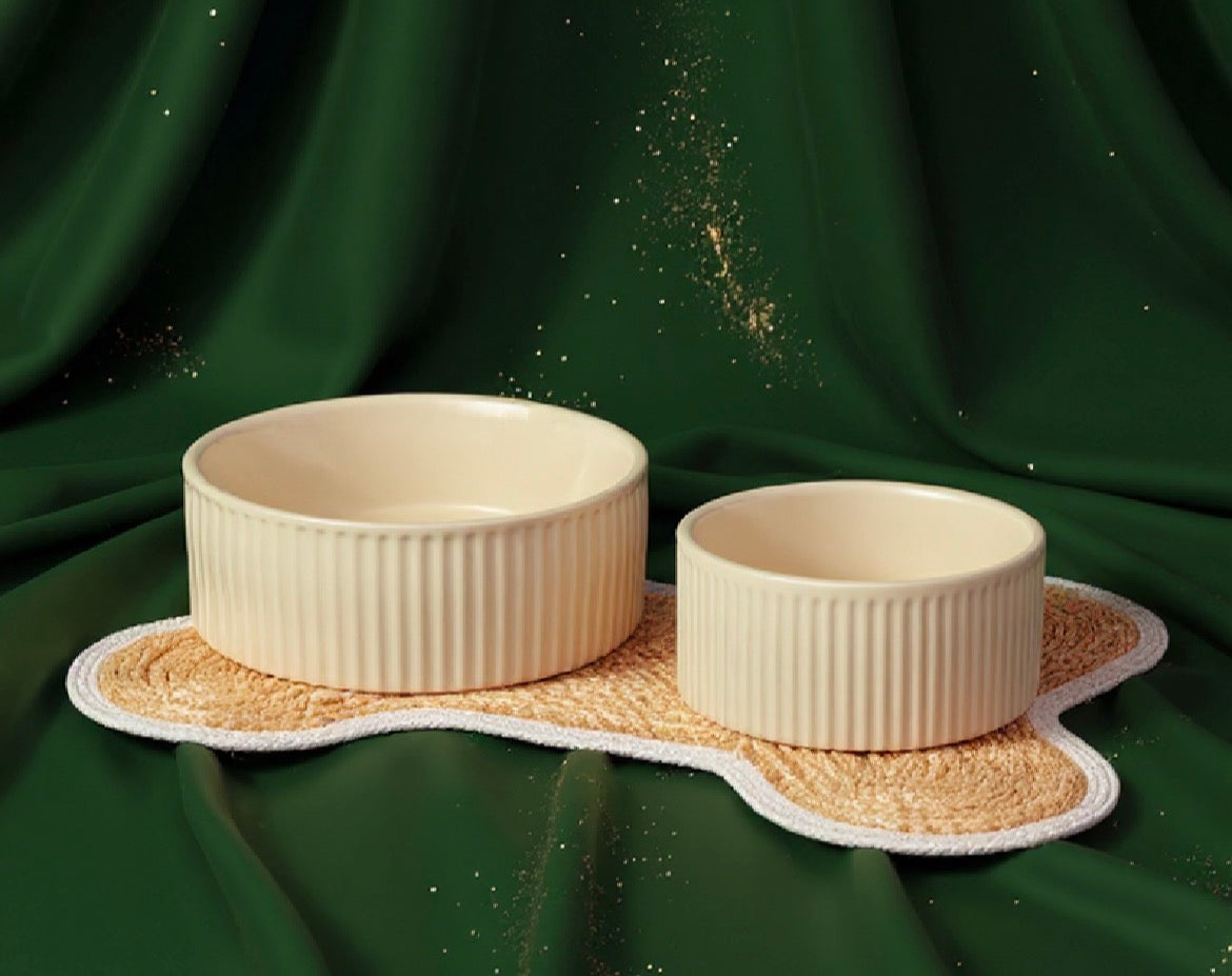 Jardin Ribbed Pet Bowl Collection – Modern Matte Exterior