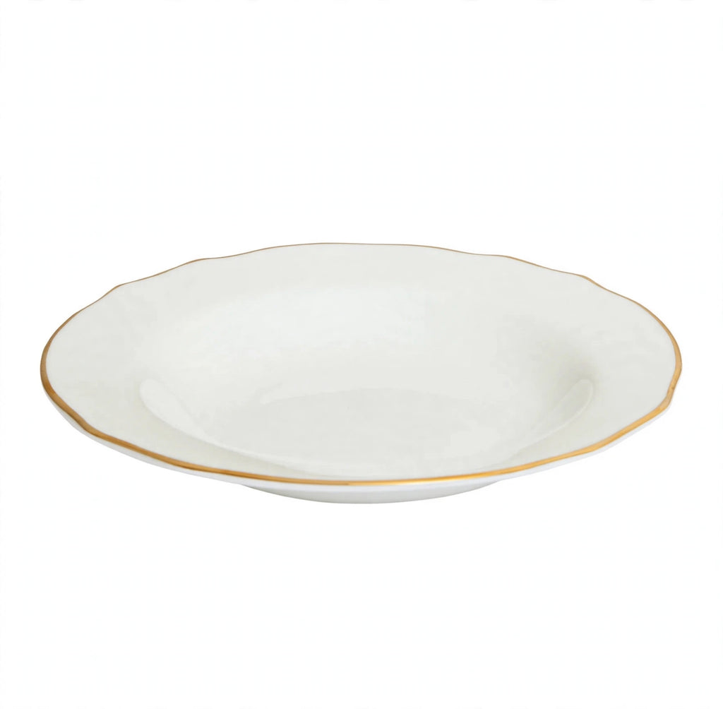 Shine Spring Gold Rimmed Soup Bowls — Service for 4 | Vikko Dinnerware Set