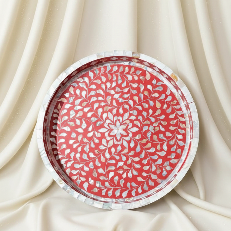 Jodhpur Mother of Pearl Decorative Round Tray