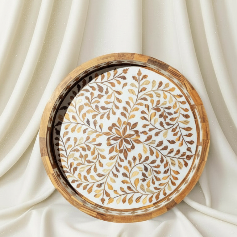 Jodhpur Mother of Pearl Decorative Round Tray