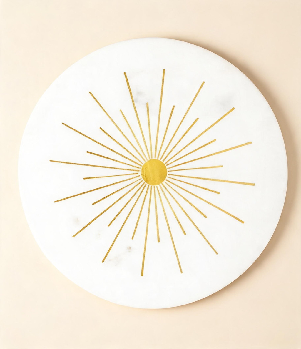 Sunshine Marble Cheese Board - 12" X 12"