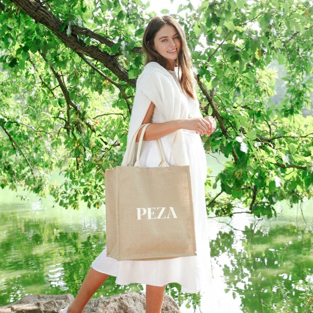 Handmade Burlap Jute • Canvas Tote• Large  Bag