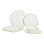 Shine Spring Gold Rimmed Dinner Plate Set Service For 4