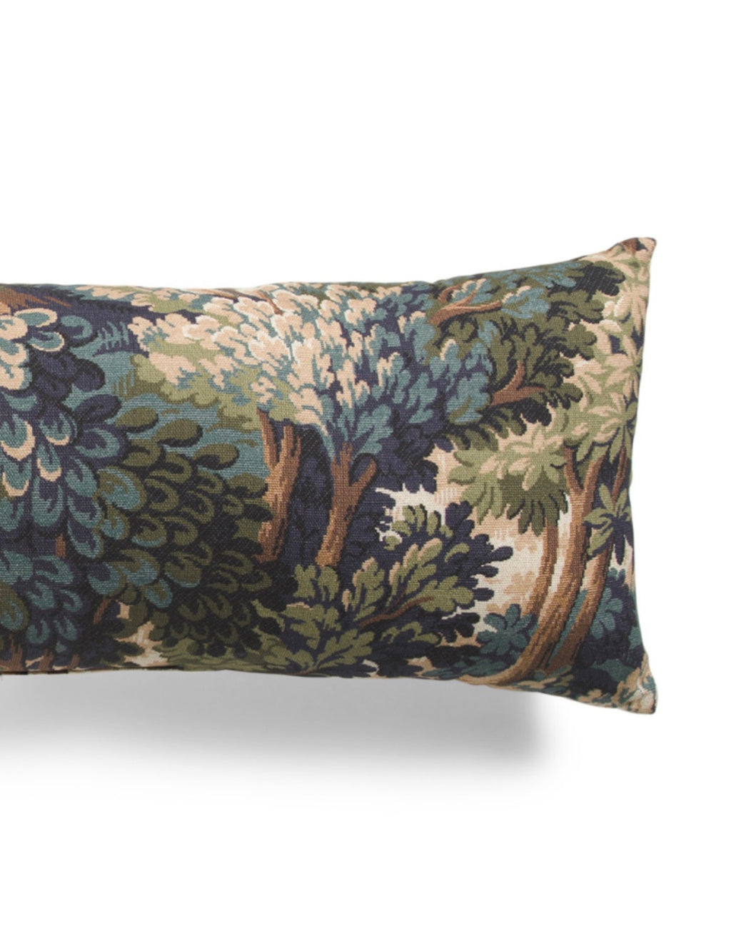 Into the Woods Tapestry Lumbar Pillow — 14 x 36 | Vintage French Tapestry Forest Print Pillow