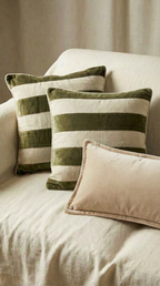 Velvet Linen Stripe Throw Pillow