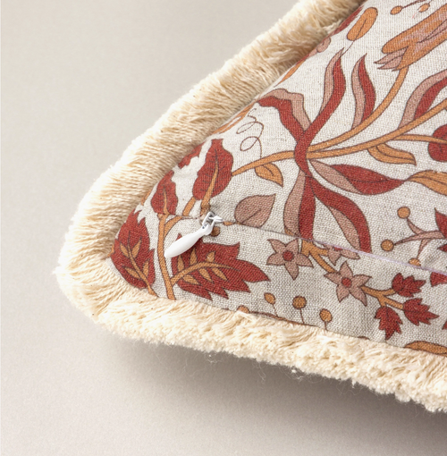 Botanical Block Print Throw Pillow