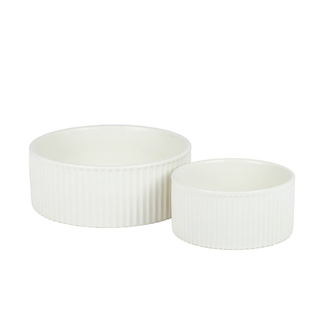 JARDIN Ribbed Pet Bowl Collection – Modern Matte Exterior