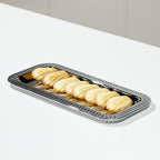 Striations Serving Tray Small Rectangle, Silver