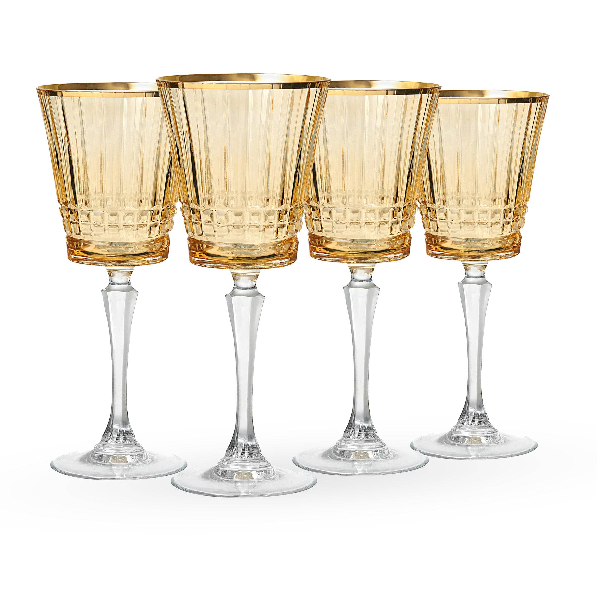 Cristine Amber Gold Rim Red Wine Glass, Set of 4