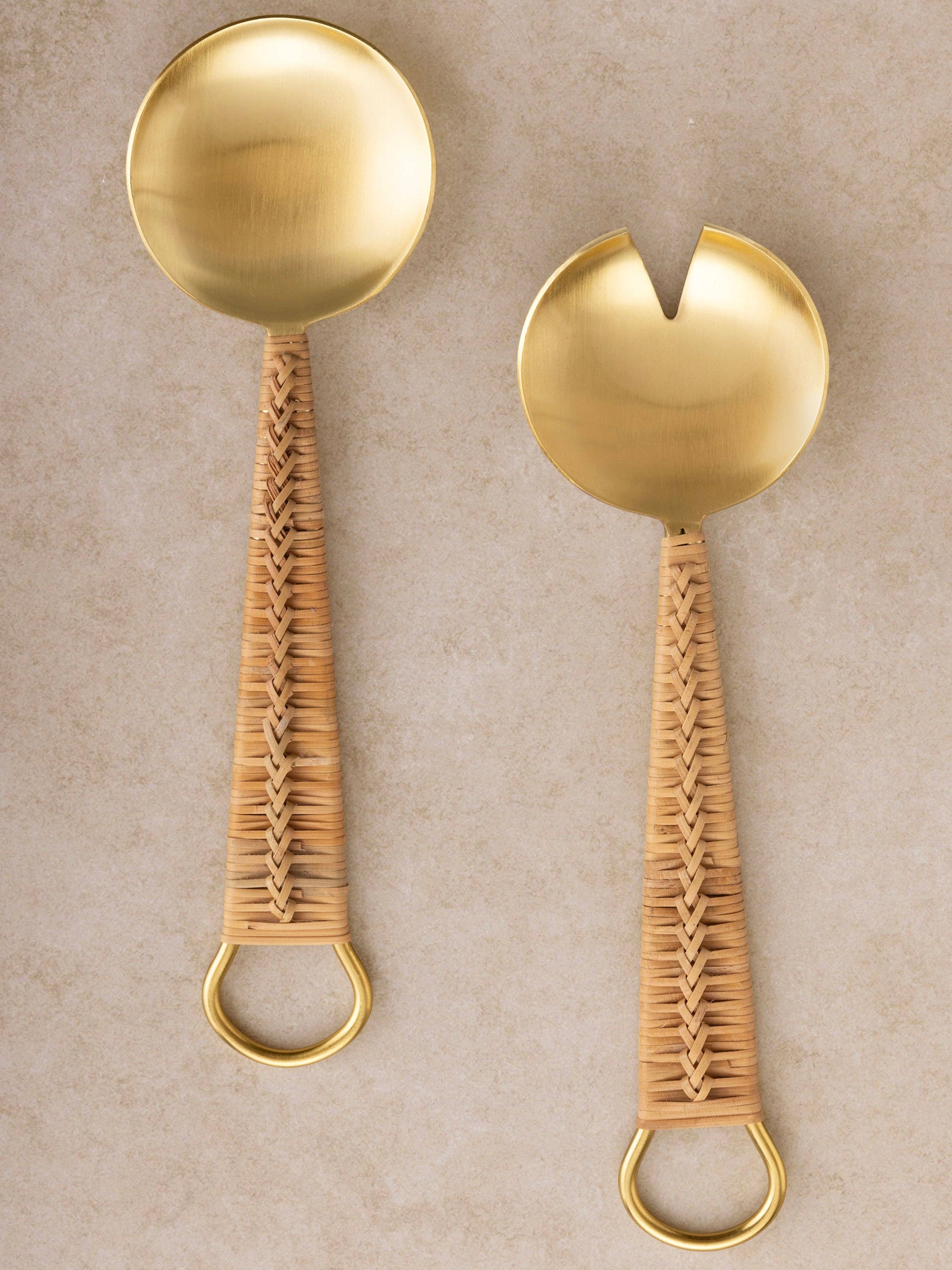Helsinki Rattan Salad Servers