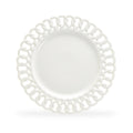 White Heirloom fine porcelain dinner plates set of 4 with delicate floral pattern and elegant design.