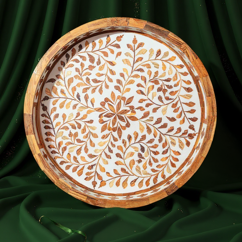Jodhpur Mother of Pearl Decorative Round Tray