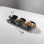 Striations Trio Bowl Set, Silver
