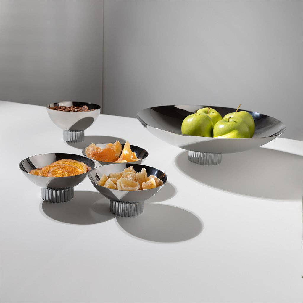 Striations Trio Bowl Set, Silver