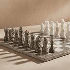 Marble Chess Set with Storage Case - Oceanic and White