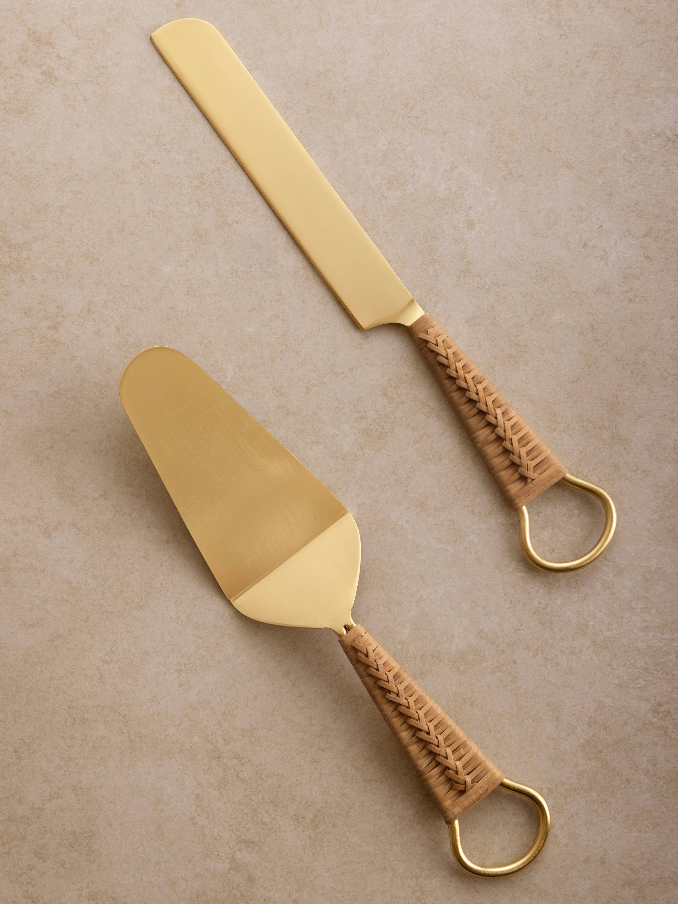 Helsinki Rattan Cake Servers Set